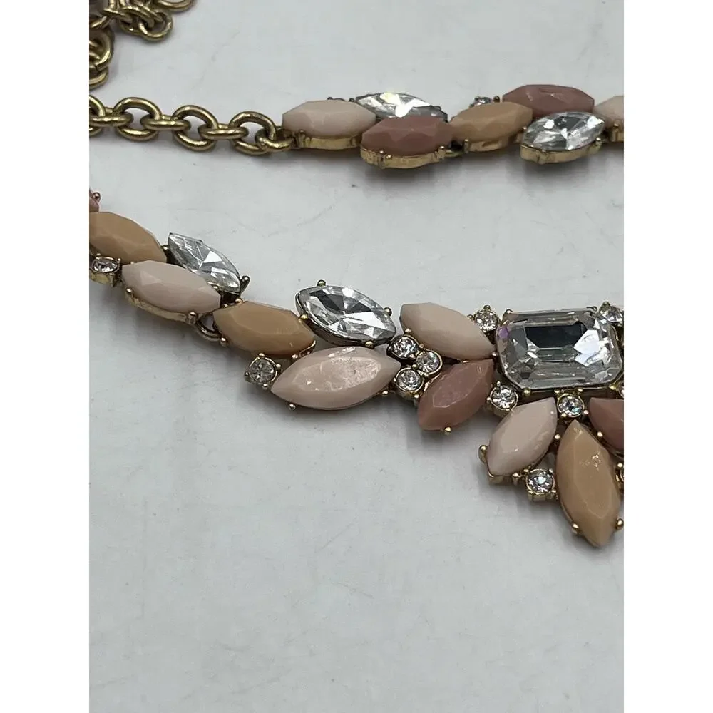 J.‎ Crew Pink, Beige, Blush Marquis Stones Crystals Pointed Vine Necklace